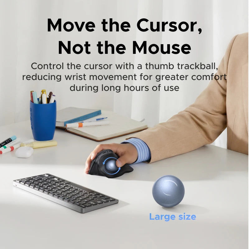 UGREEN Vertical Trackball Mouse Bluetooth Rechargeable 2.4G Wireless 65° Ergonomic Silent Mice for Windows MacOS IPadOS  Android
