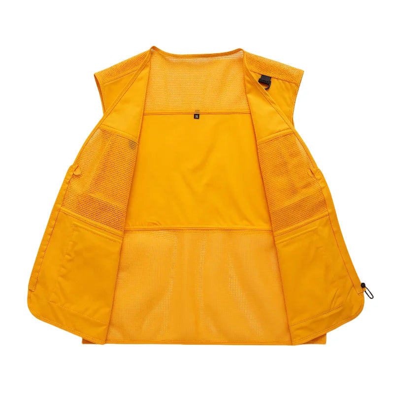 Multi-Pocket Breathable Net V-Neck Vest Work and Leisure Vest Summer Uniform Fishing Vest Custom Logo Printed Brand and Text
