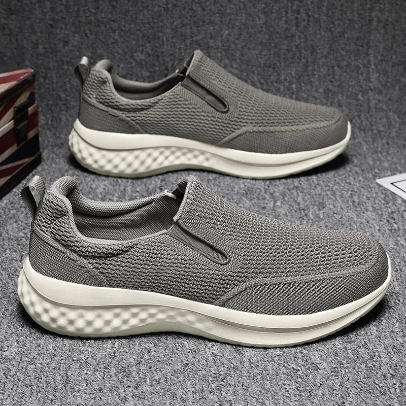 Men Walking Shoes Black Breathe Casual Fashion Mesh Shoes Lightweight Snug Easy Put on Take Off Daily Commuting Walking Shoes