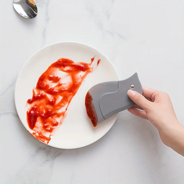 1pc Cute Penguin Soft Scraper,Multi-functional Kitchen Scraper Grease Board Scraper Baking Kitchen Practical Cleaning Tool.