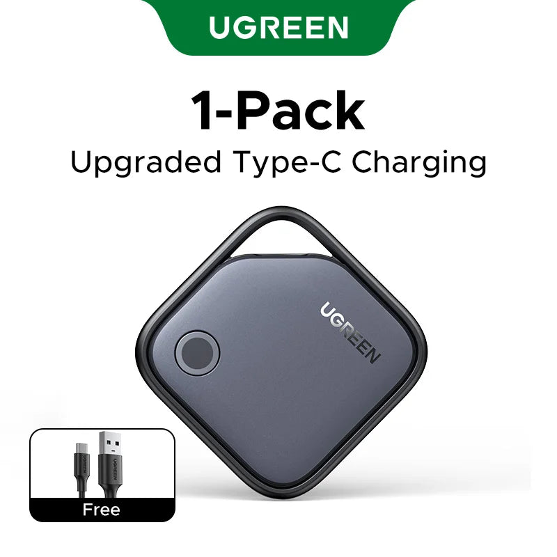 UGREEN FineTrack (iOS Only)Air Tracker Tags, 1-Year USB-C Rechargeable Battery Bluetooth Tracker Compatible with Apple Find My