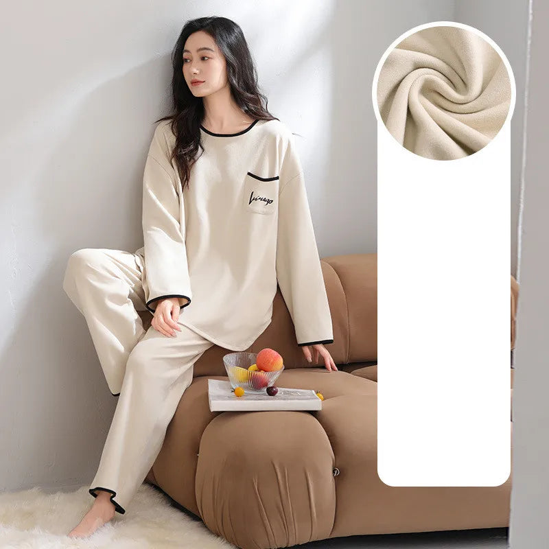 Winter Sleepwear Women Pajama New Fleece Velvet Warm Nightwear Set Thicken Women's Home Clothes Big Size Nightwear Pyjama