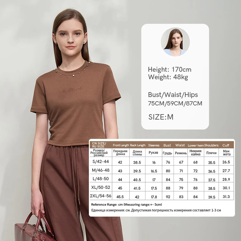 AMII Minimalist Short Women Clothes T-shirt 2026 Summer New Round Neck Short-sleeved Casual Versatile Solid Slim Tops 12542091