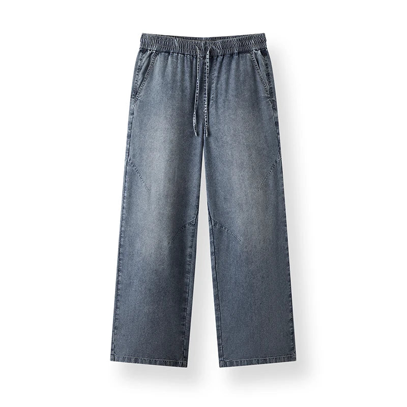 Semir Men Pants Denim Cool Feeling Soft Wide Leg Elastic Waist Versatile Casual 2026 Summer Fashion Daily Wear Top