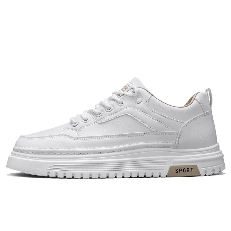 Students casual white shoes spring new soft-sole anti-slip comfort flat outdoor walking shoes men's thick-sole sports board shoe