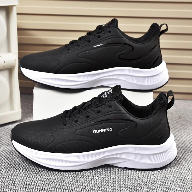 Couples Jogging Shoes 2025 New Leather Casual Sneakers Anti Slip Wear Resistant Fashion Outdoor Fitness Running Shoes for Women