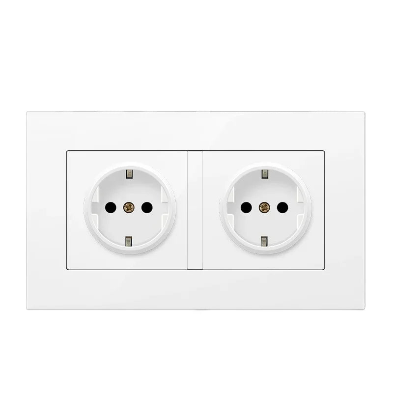 Black PC European Standard Dual 16A Wall Socket with Usb Charging Port, USB Plug Adapter 220V Power Socket Strip 146mm*86mm