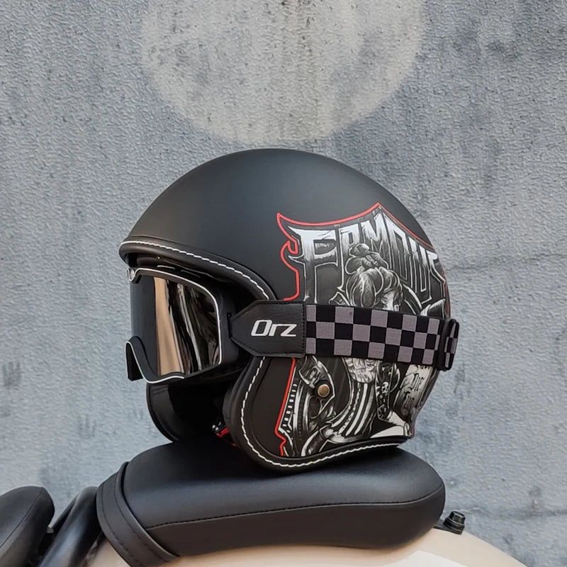 ORZ Latest 3/4 Retro Motorcycle Helmet Cascos Para Motos Four Seasons Commuter Men's and Women's Half Helmets Capacetes de Moto