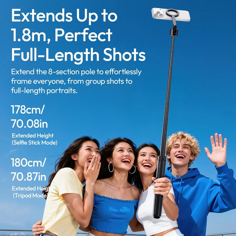 ជើងទម្រទូរស័ព្ទ Ulanzi SK-21 1.8M ម៉ាញេទិកបើកដោយស្វ័យប្រវត្តិ ជើងទម្រទូរស័ព្ទ សម្រាប់ Iphone 17 16 Pro Max Android ទូរស័ព្ទ 10M ប៊្លូធូស បញ្ជា Vlog