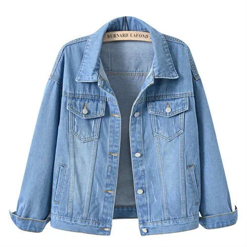 2026 New Women's Blue Denim Jacket Single-breasted Lapel Coat Fashion Casual Tops Green Black Red Outerwear Female Overcoat