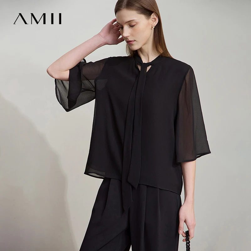 អាវ Amii កអាវបែប Minimalism សម្រាប់ស្ត្រី ឆ្នាំ២០២៦ រដូវក្តៅ ដៃអាវវែង រលុង ឆើតឆាយ ងាយស្រួលធ្វើដំណើរ លេខ ១២៥២២០៨៧