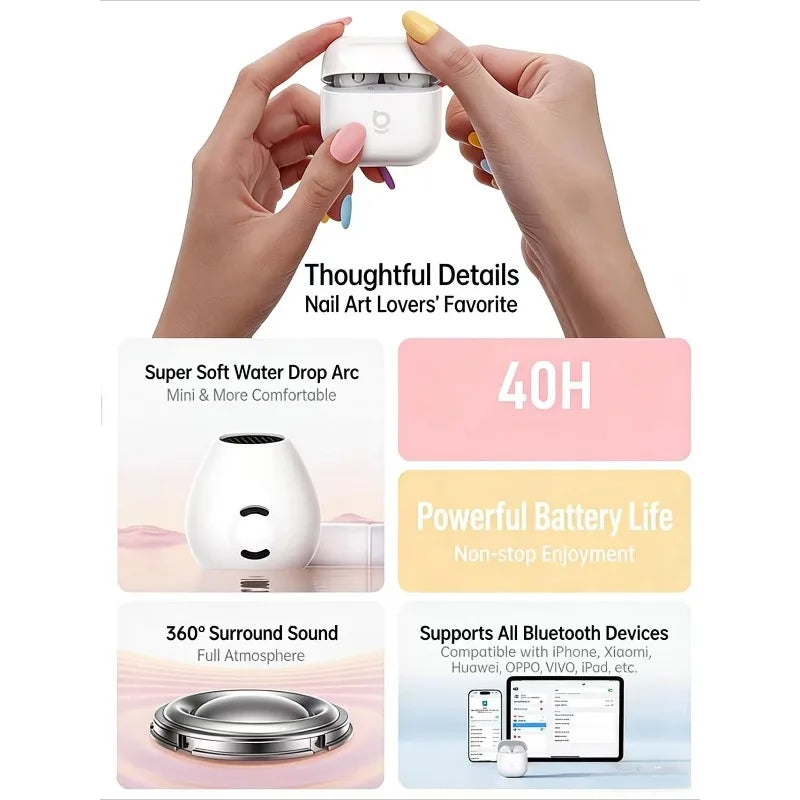 កាសស្តាប់ត្រចៀកប៊្លូធូស BASEUS BS2 Lite ជាមួយសំឡេងព័ទ្ធជុំវិញត្រចៀកឥតខ្សែ និងថាមពលថ្មប្រើប្រាស់បានយូរ ស័ក្តិសមសម្រាប់ Xiaomi និង Apple