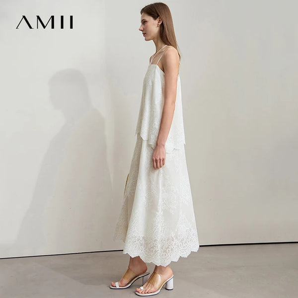 រ៉ូប Amii Minimalist Vacation Elegant រ៉ូបរដូវក្តៅឆ្នាំ ២០២៥ ឆ្នេរខ្សាច់ថ្មីសម្រាប់ស្ត្រី រ៉ូបព្យួរផ្កាប៉ាក់រូបទេពអប្សរ 12552088