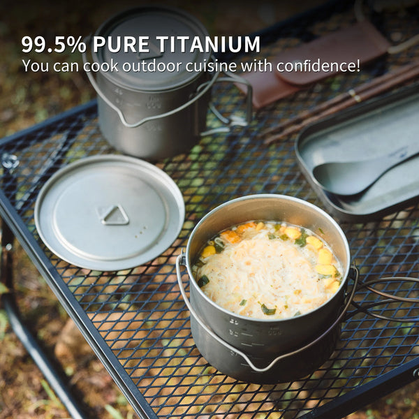 ឆ្នាំងព្យួរទីតានីញ៉ូម Naturehike Ti02 Ti02 ទំហំ 650ml 900ml សម្រាប់បោះតង់ក្រៅផ្ទះ ឡើងភ្នំ ញ៉ាំអាហារក្រៅផ្ទះ ញ៉ាំជាមួយបាយ BBQ ងាយស្រួលបត់ ពែងបត់បាន