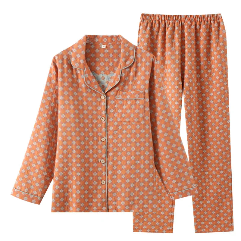 Pijama Mujer Invierno 100% Cotton High Quality Printed Sleepwear Women Spring Autumn Home Suit Femme Nightwear Pajamas Set