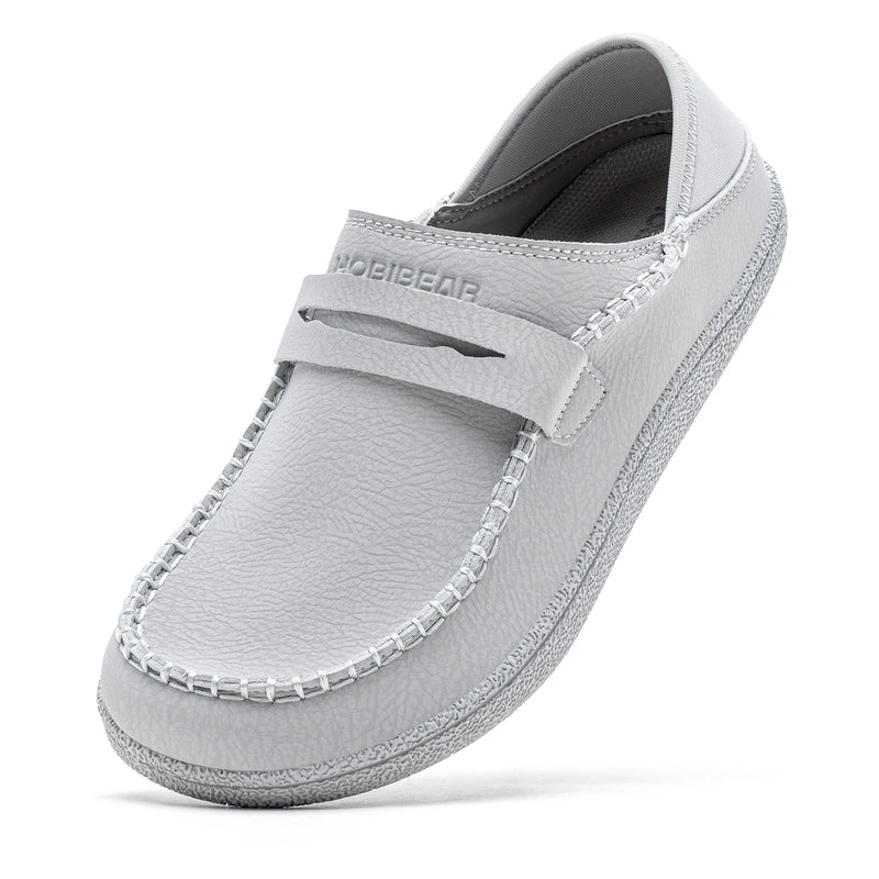 HOBIBEAR Women's Wide Width Barefoot Loafers Slip-On Lightweight Comfortable Faux Leather Casual Flats