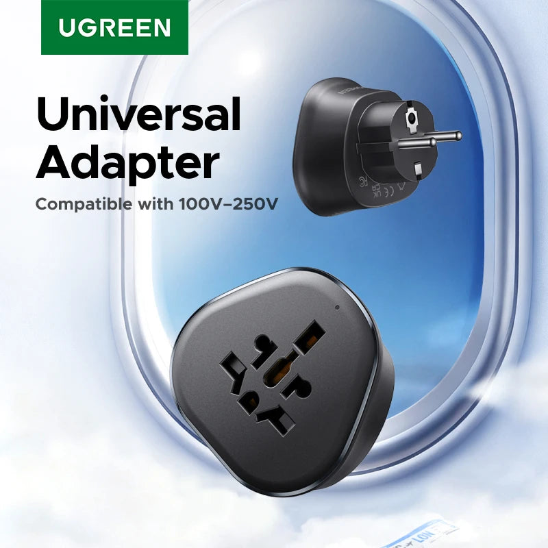 UGREEN Universal Travel Adapter Extension Socket EU/US/UK Plug Converter Multi-Country Power Adaptor for EU US UK KR RU Outlets