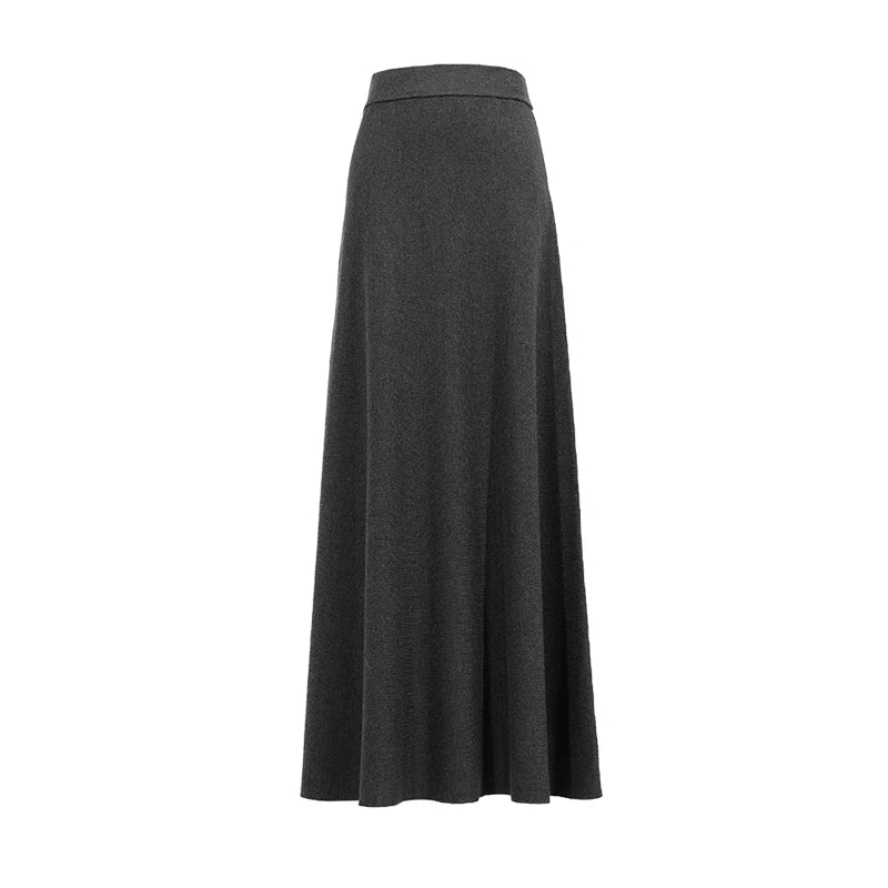 Amii Women's A-Line Flared Knit Midi Skirt Loose Fit Slimming Minimalist Casual Business Autumn Woman Clothes 12623045