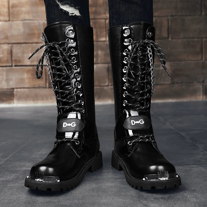 Men's high top motorcycle boots spring summer fashion outdoor collision resistant anti slip soft sole casual cross-country boots
