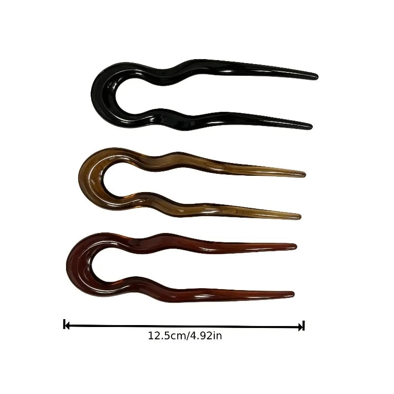 2pcs U-Shaped Wave Hair Pins - Anti-Slip Updo Fork Clips for Thick & Thin Hair,Elegant Hair Additions for Women Daily & Party