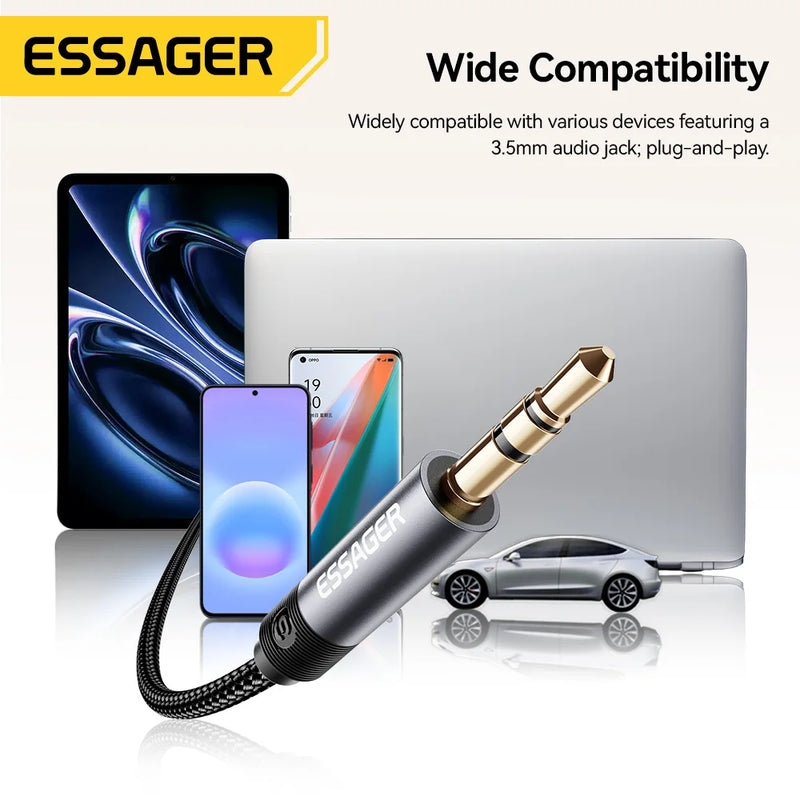 Essager 3.5mm Jack Extension Audio Cable 3.5mm Male to Male AUX Audio Cable for Samsung Xiaomi Car Headphone PC TV AUX Wire Cord