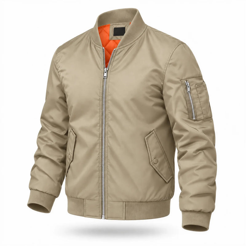 TACVASEN Men's Autumn And Winter Quilted Waterproof Jacket Warm Insulated Polyester Coat with 4 Pockets for Outdoor Activities