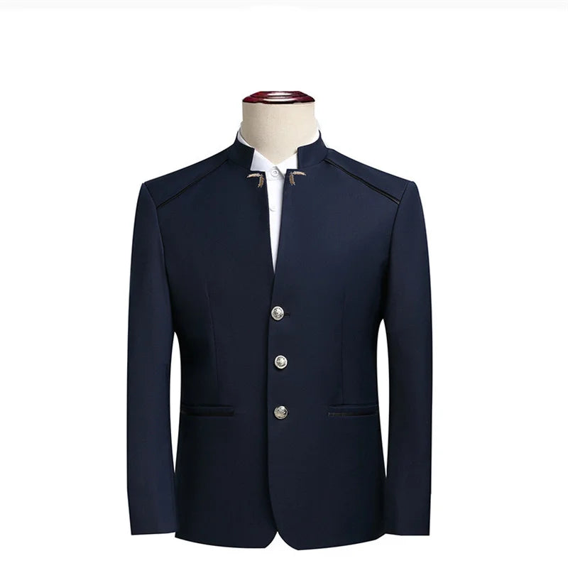 Chinese Style Men's Long Sleeve Suit Jacket, Slim Fit Coat, Asian Size M-6XL, Available in Blue,Black,White,Red,Grey Blazers
