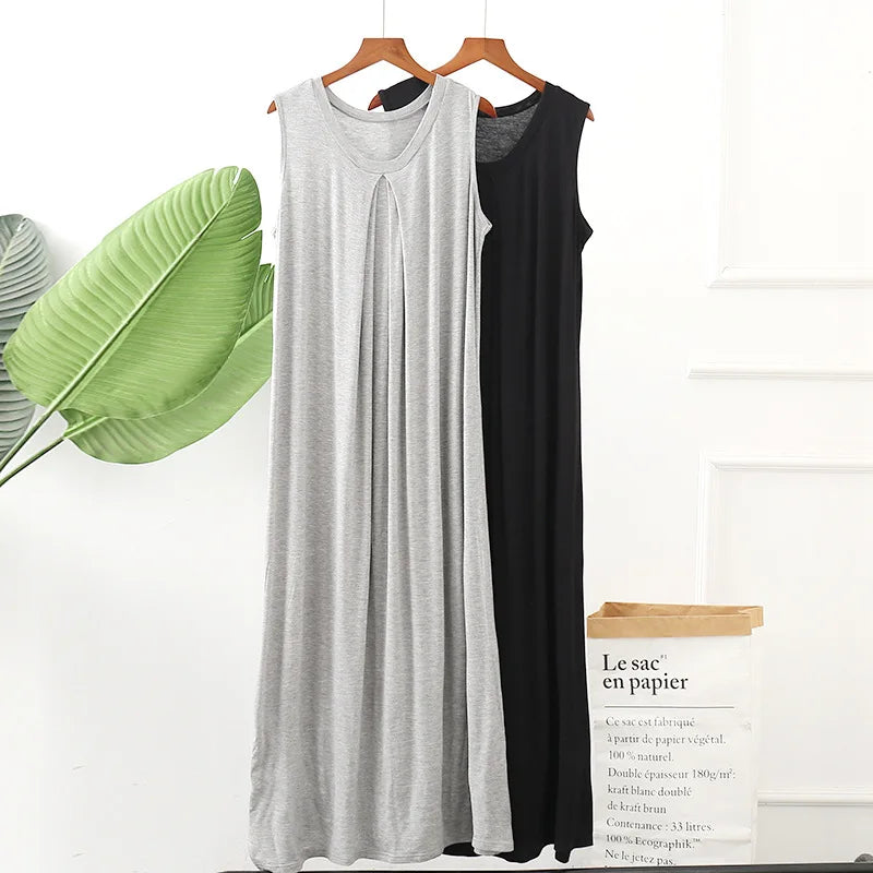 Fdfklak Spring Summer Nightgowns Women New Modal Cotton Sleeveless Dress Korean Long Mopping Nightdress Nuisette Femme Vestido