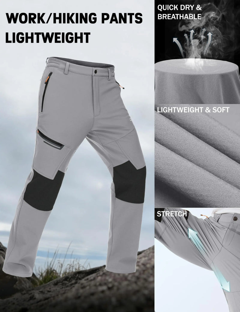 TACVASEN Men's Waterproof Trousers Lightweight Quick Dry Outdoor Work Pants Stretch Windproof Comfort Pants With 4 Pockets