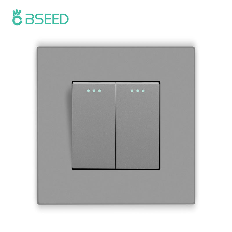 BSEED Button Switch 1/2/3Gang 1Way Wall Sockets With USB Type-C Phone Charger Mounted Double Socket Plastic Panel Triple Outlets