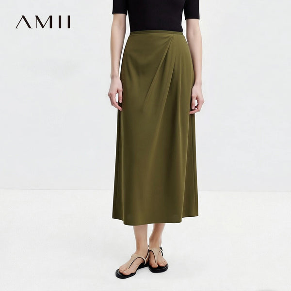 សំពត់នារី Amii រដូវក្តៅឆ្នាំ ២០២៦ ពណ៌ថ្មី ធន់នឹងស្នាមជ្រួញ ឆើតឆាយ ការិយាល័យ សំពត់វែងបត់បាន សម្រាប់នារី 12622145