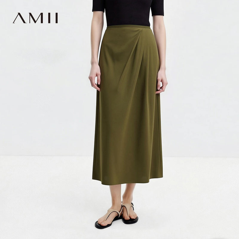 សំពត់នារី Amii រដូវក្តៅឆ្នាំ ២០២៦ ពណ៌ថ្មី ធន់នឹងស្នាមជ្រួញ ឆើតឆាយ ការិយាល័យ សំពត់វែងបត់បាន សម្រាប់នារី 12622145