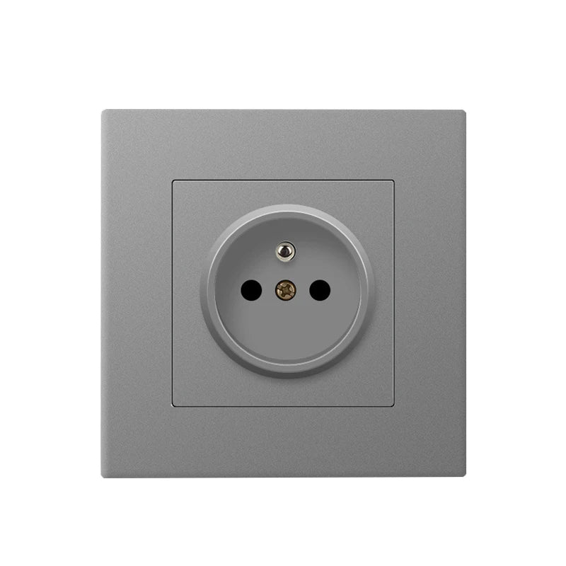 French Standard Wall Electrical Socket Panel,Household PC Plastic Electrical Outlets Plug,Black/White/Grey Power Socket 86 Type