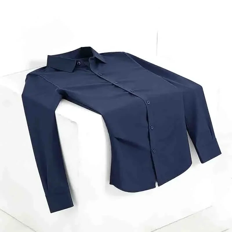 2026 New Men's Breathable Navy Blue Long Sleeve Shirt Spring & Autumn Casual Button Up Top for Daily Commute