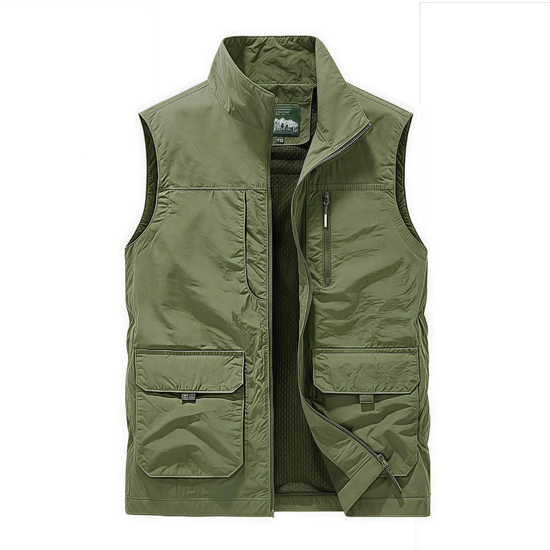 Casual loose plus-size waistcoat Sleeveless vest men's outdoor multi-pocket vest stand-up collar photography vest
