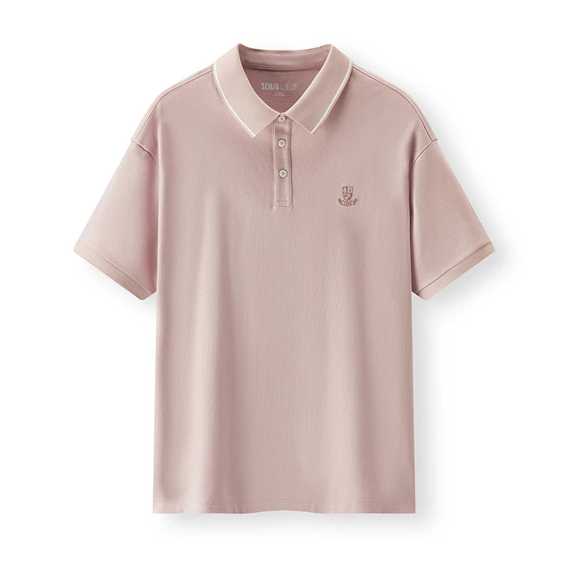 Semir Mens Polo 2026 Short Sleeve Cool Feeling Antibacterial Tops Color Block Lapel Casual Style Soft Daily Wear