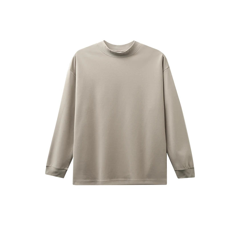 DUKEEN Sorona Fabric Warm Long Sleeve T Shirts for Men Autumn Winter Mock Neck Heavyweight Basic Undershirts Layering Piece