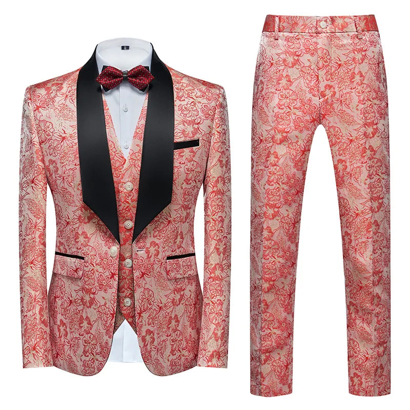 2026 New Men's Purple Suit 3-Piece, Wedding Party Dress Jacket and Vest with Trousers, Asian Size Slim-Fit Sets. M-6XL