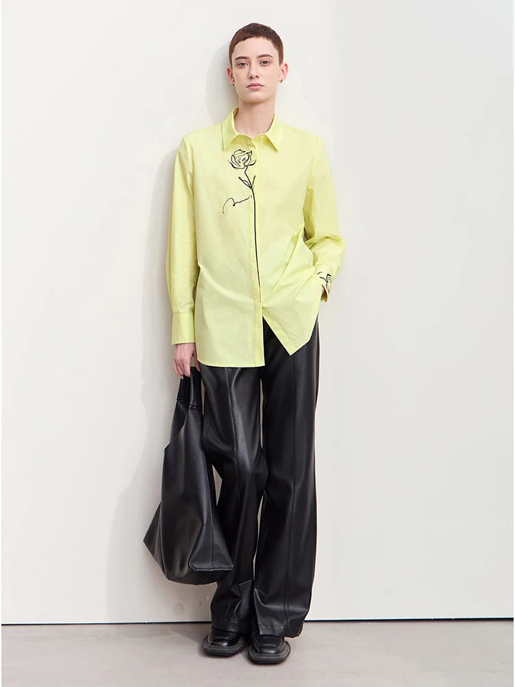 អាវ Amii Minimalism សម្រាប់នារី រដូវស្លឹកឈើជ្រុះ ឆ្នាំ២០២៤ អាវថ្មីសម្រាប់ធ្វើដំណើរ រចនាបថសាមញ្ញ ប៉ាក់ដោយកប្បាស រចនាបទបែប Basic លេខ១២៤៤៣០០៧