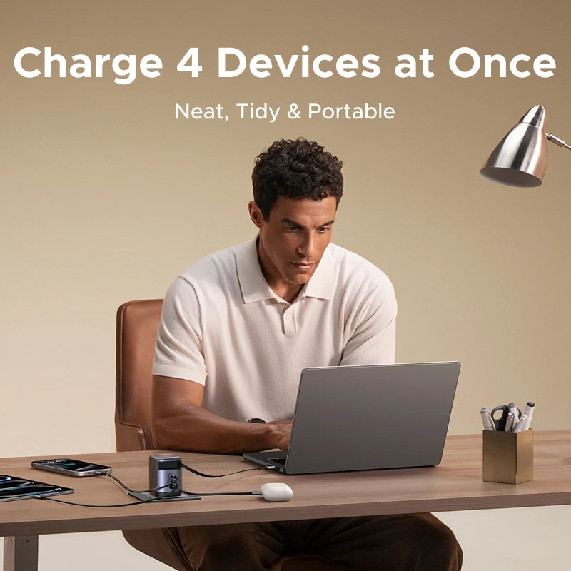 【US Plug】UGREEN 100W/65W/45W GaN Charger With Retractable USB C Cable UFCS PPS PD3.0 For Laptop Macbook Pro iPad Air iPhone 17