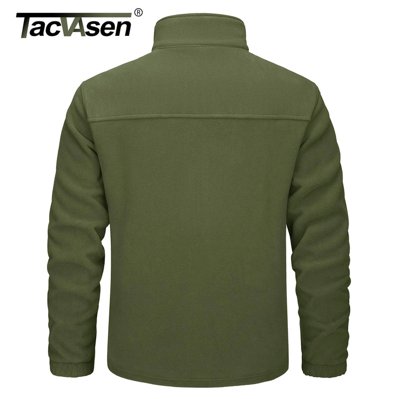 TACVASEN Stand Collar Fleece Jackets Mens Thermal Warm Full Zip Work Jacket Outdoor Trekking Hiking Jackets Windbreaker