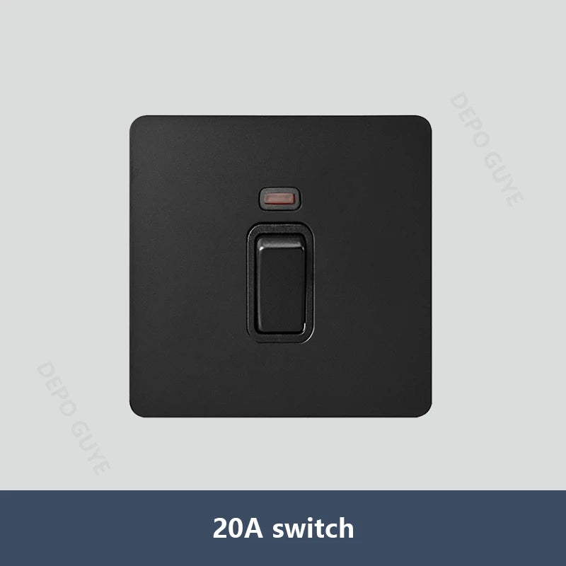 Black Vintage Toggle EU FR Lamp Switch Socket,Retro Brass Lever Light Switch Univeral Stainless Steel Dual Wall Socket With USB