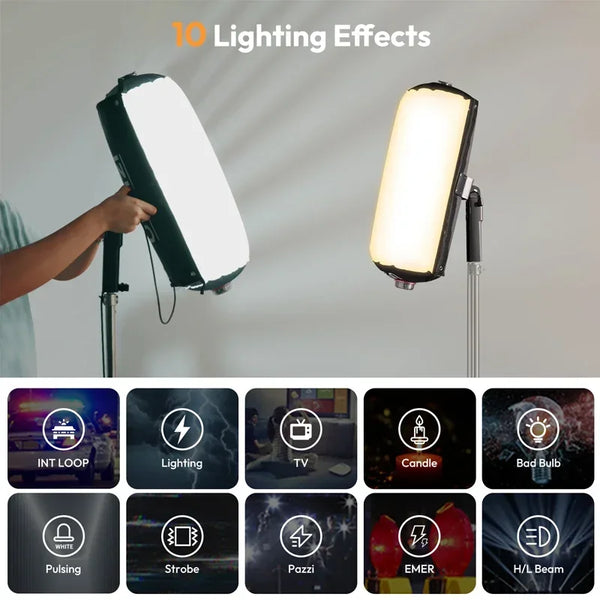អំពូលភ្លើងបំពង់ខ្យល់ Ulanzi AL60 AL120 68W 136W បញ្ជាដោយកម្មវិធី អំពូល LED 2700K-6500K អំពូលដៃពីរពណ៌សម្រាប់ការថតរូប