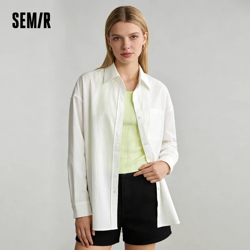 Semir Elegant Shirt Women Long Sleeve Solid Color Blouse Short Vest Two Piece Set 2026 Spring New Fashion Casual Wear