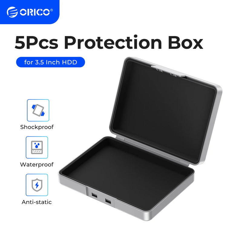 ORICO 3.5 Inch HDD Protection Box Waterproof 3.5'' HDD Storage Box Multi-disk Storage for 3.5 Hard Drive With label Design