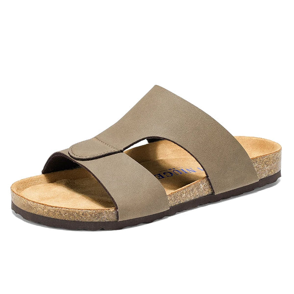 Summer Unisex Cork Slippers Men Women Clogs Slides Microfiber Leather Casual Sandals Plus Big Size 48 49