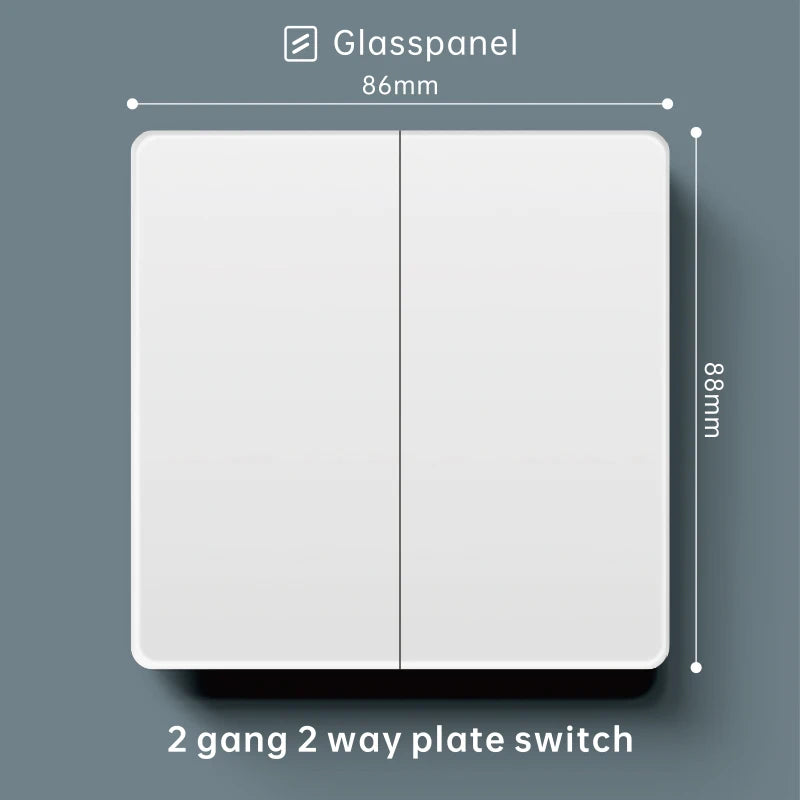 Luxury Skin Feeling Glass Wall Light Switch Button White UK Plug 13A Universal Wall 18W Type-C Fast Charging Socket