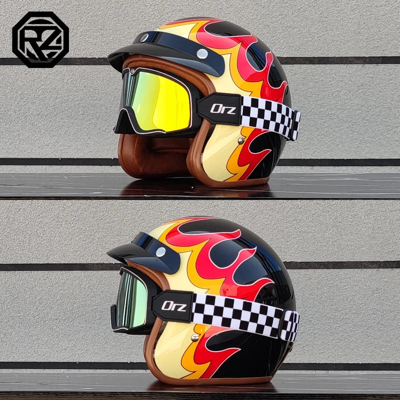 Retro 3/4 Leather  Helmet Motorcycle Helmet Open Chopper Bicycle Helmet Casque Casco Motocicleta Capacete Helmet