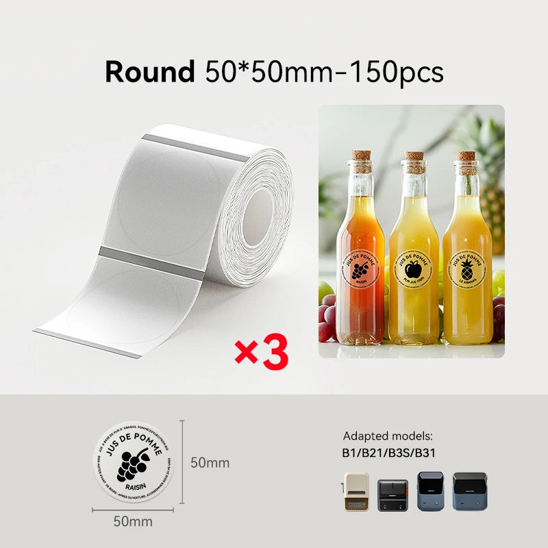 3 Rolls Niimbot Thermal Label Sticker for B1/B21/B3S/B31Barcode Sticker White/Color/Transparent Self-adhesive Paper 20-50mm