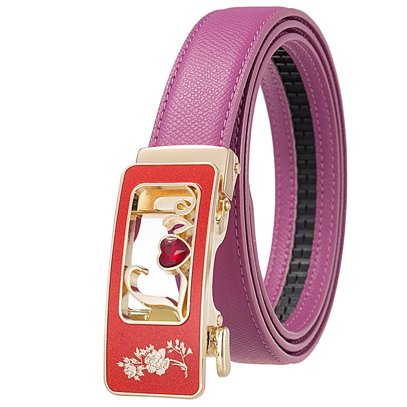Women's Red Belt, Fashion Casual PU Belts, Purple Blue Gray Khaki Optional, 105cm Length
